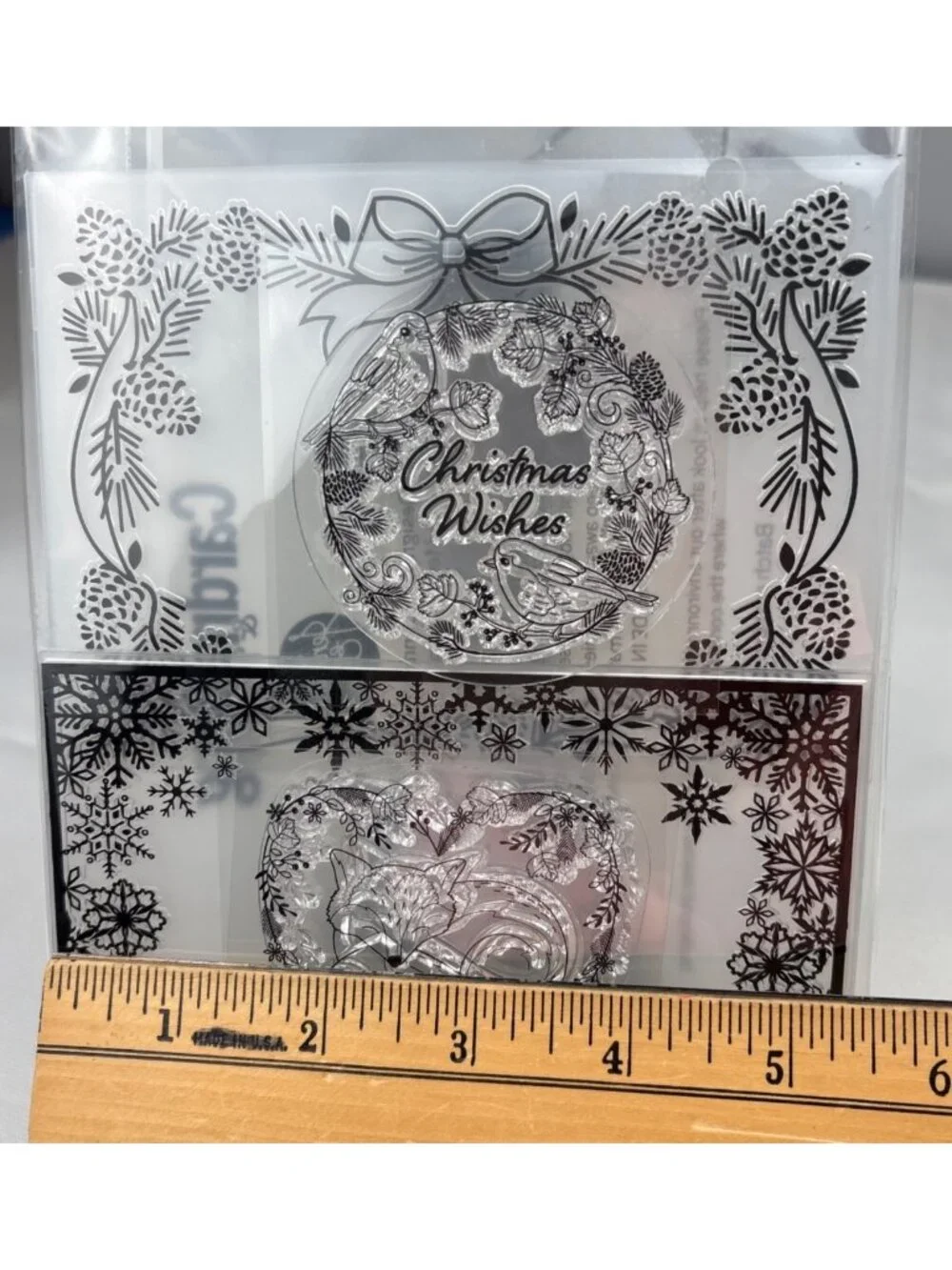 Embossing Folder Cling Stamps Christmas Winter Wreath Fox Heart Design Jennifer